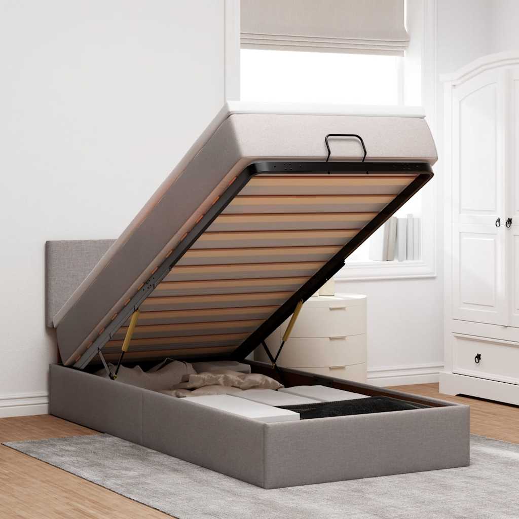 Ottoman-Bett Mit Matratze Stoff Taupe