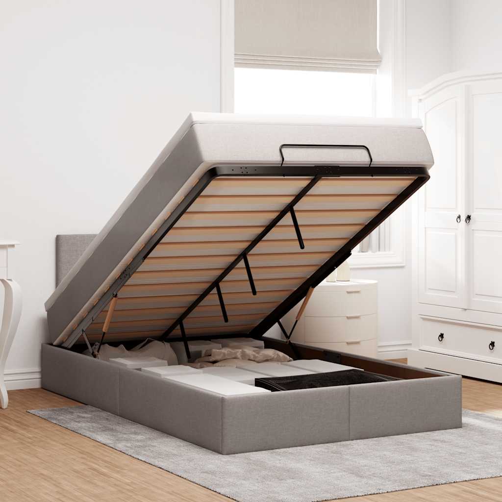 Ottoman-Bett Mit Matratze Stoff Taupe