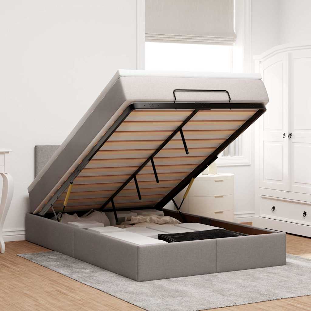 Ottoman-Bett Mit Matratze Stoff Taupe