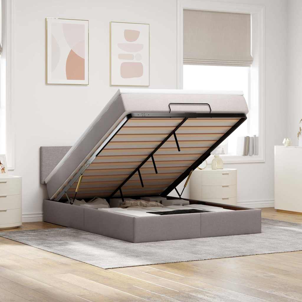 Ottoman-Bett Mit Matratze Stoff Taupe