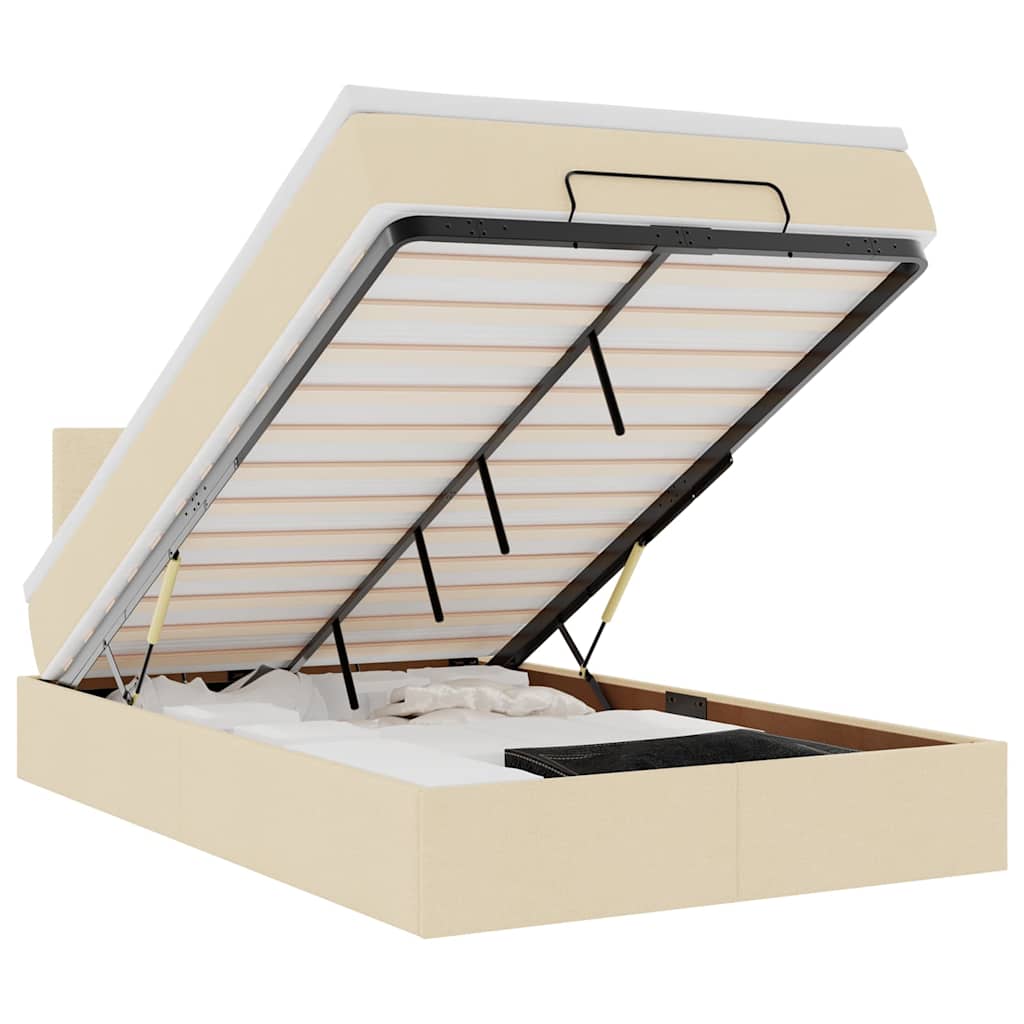 Ottoman-Bett Mit Matratze Stoff Creme