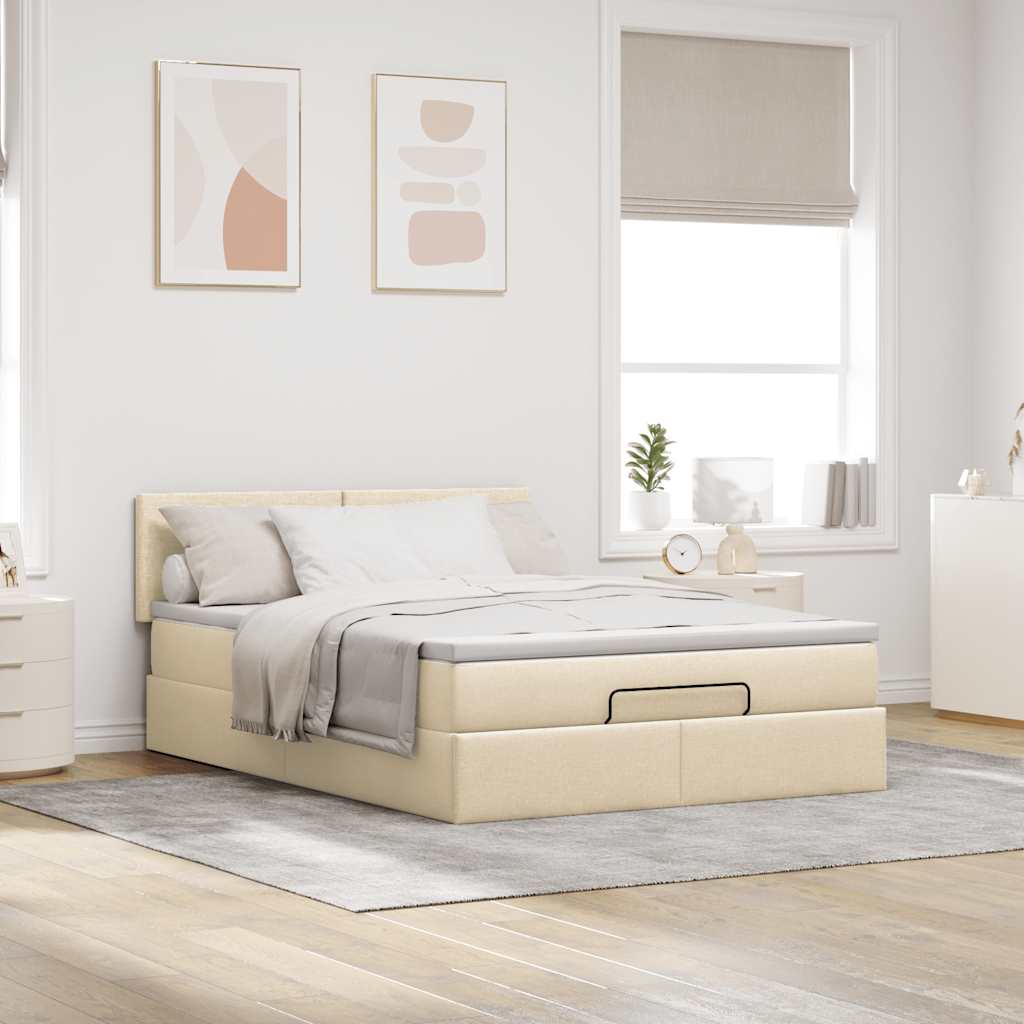 Ottoman-Bett Mit Matratze Stoff Creme