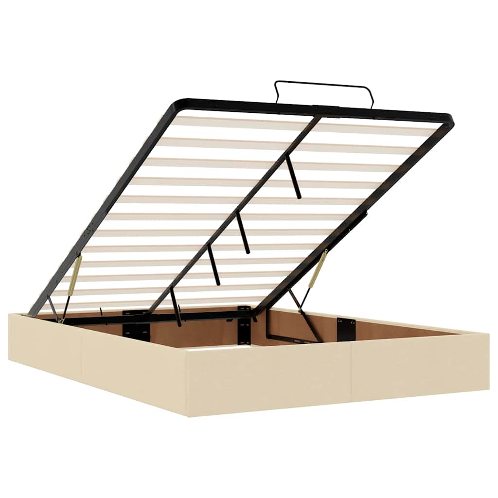 Ottoman-Bett Mit Matratze Stoff Creme