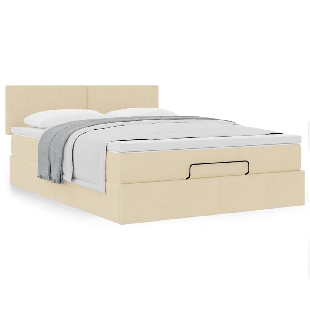 Ottoman-Bett Mit Matratze Stoff Creme