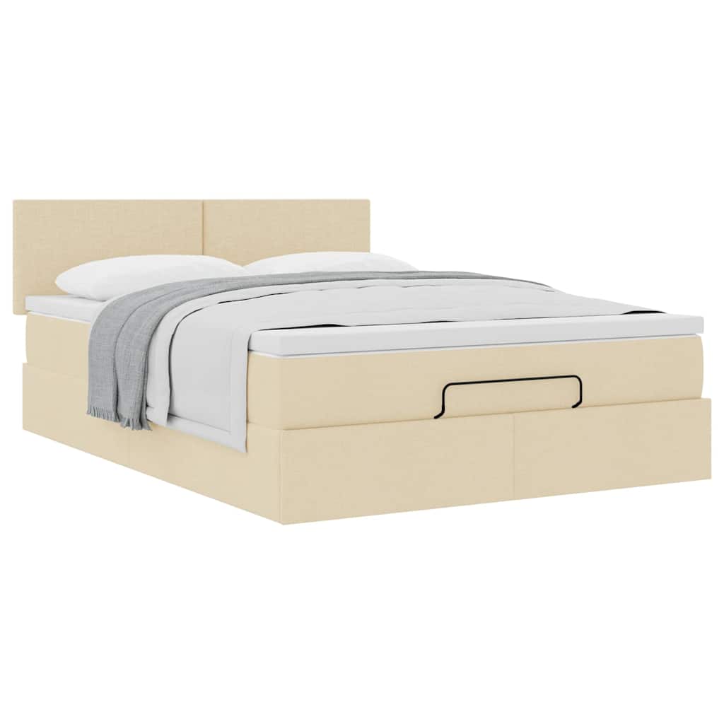 Ottoman-Bett Mit Matratze Stoff Creme