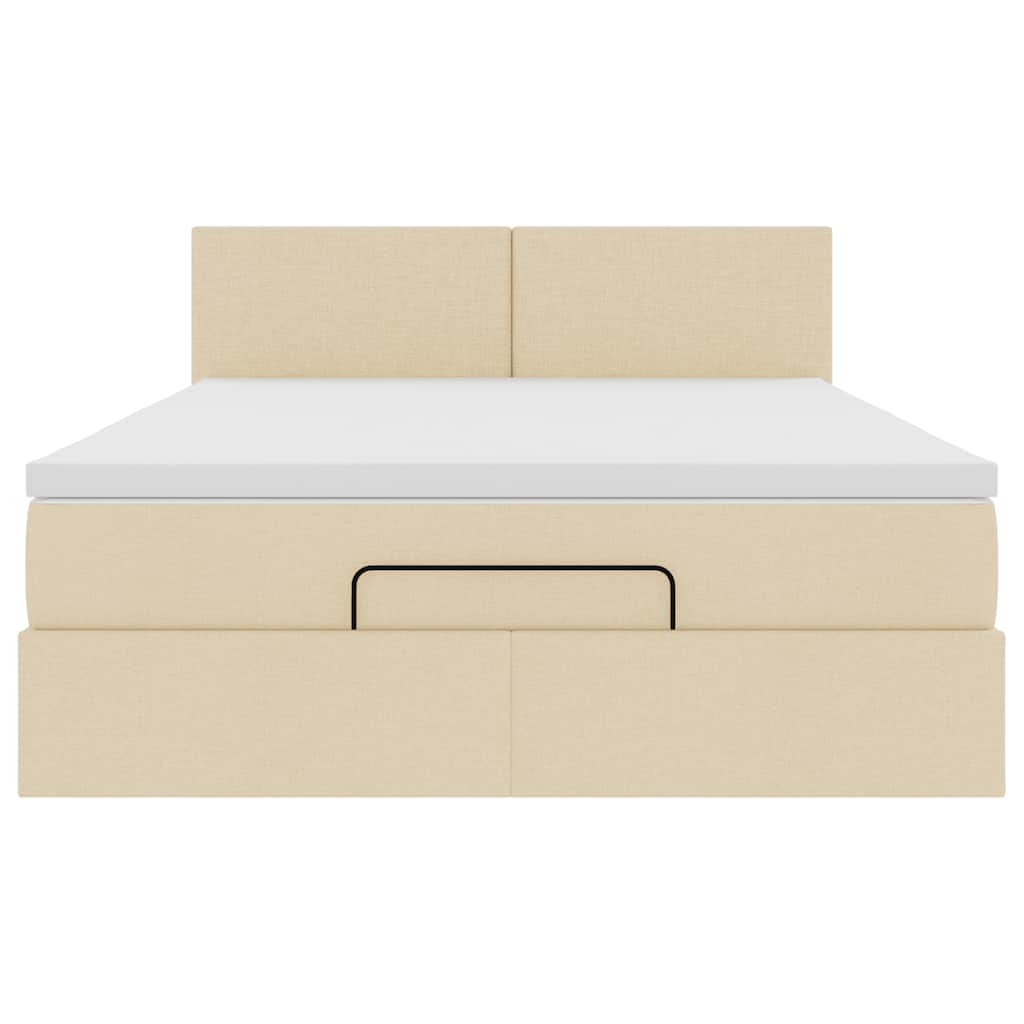 Ottoman-Bett Mit Matratze Stoff Creme
