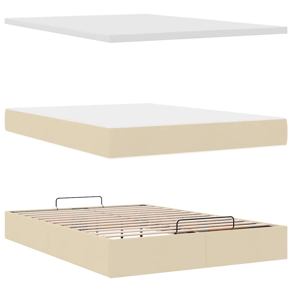 Ottoman-Bett Mit Matratze Stoff Creme