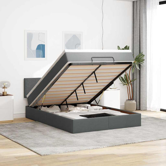 Ottoman-Bett Mit Matratze Stoff Creme