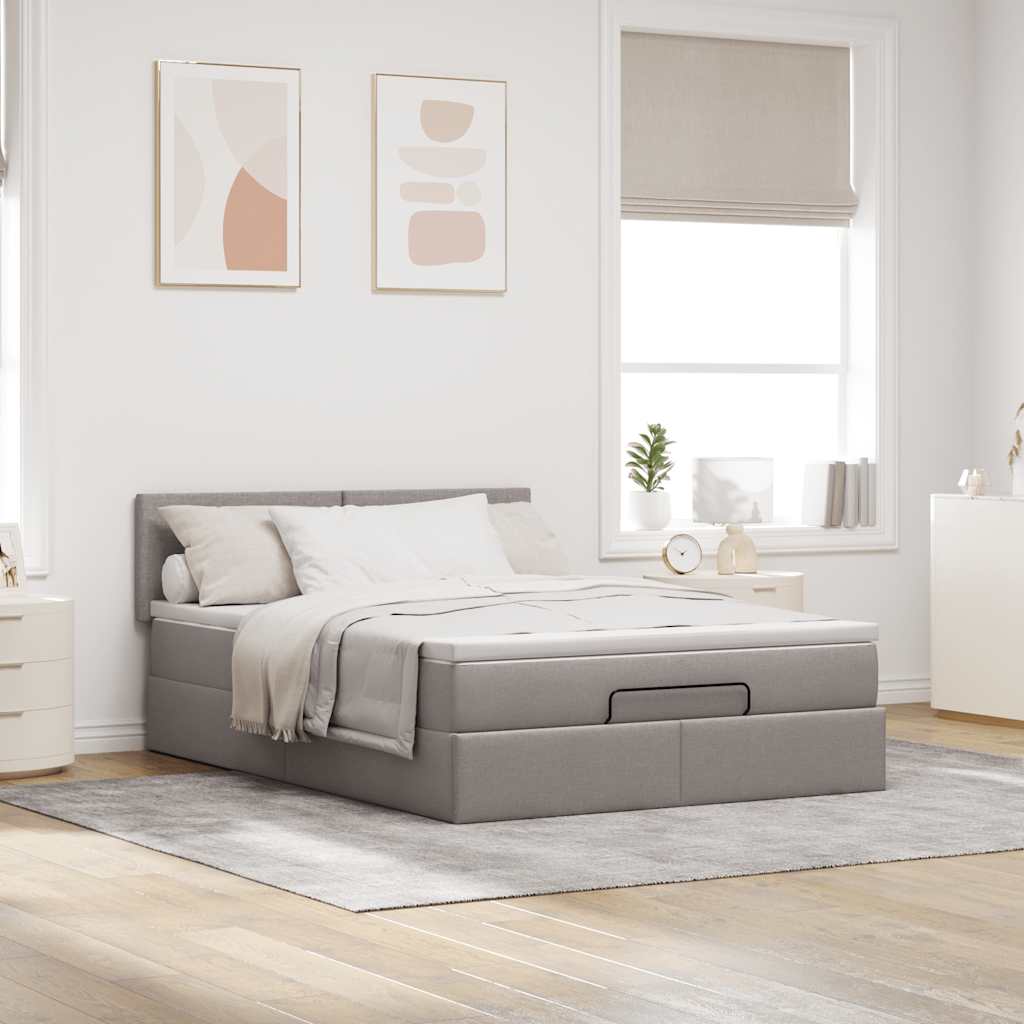 Ottoman-Bett Mit Matratze Stoff Taupe