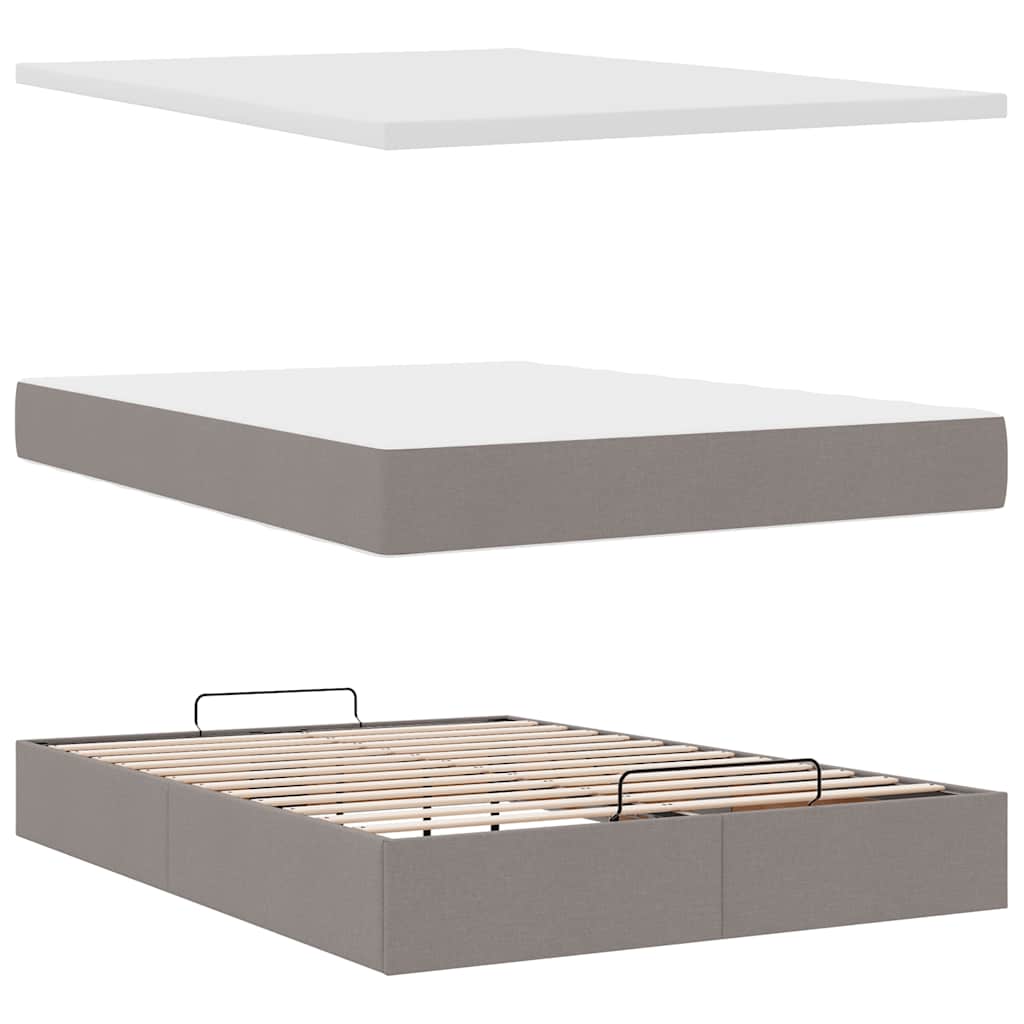 Ottoman-Bett Mit Matratze Stoff Taupe