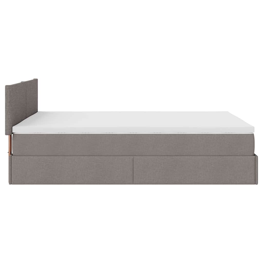 Ottoman-Bett Mit Matratze Stoff Taupe