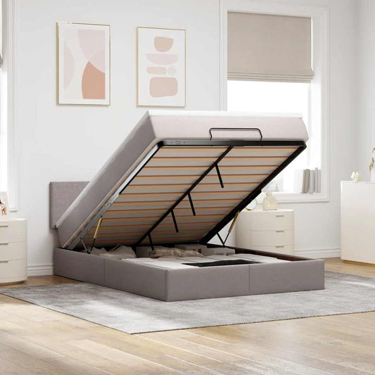 Ottoman-Bett Mit Matratze Stoff Taupe