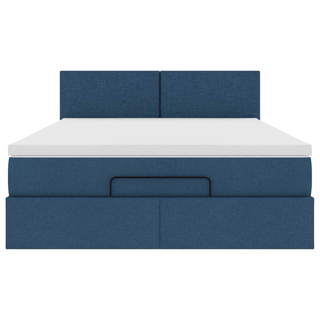 Ottoman-Bett Mit Matratze Stoff Blau