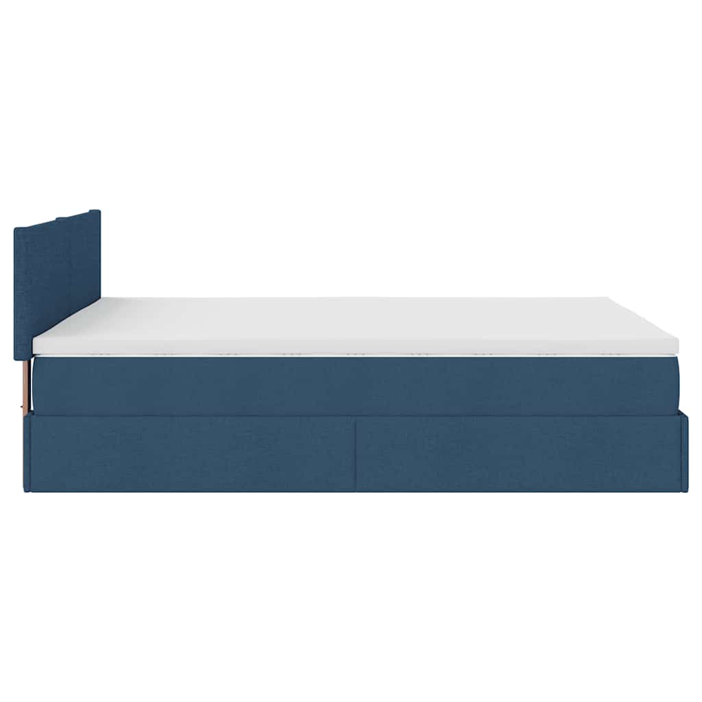 Ottoman-Bett Mit Matratze Stoff Blau