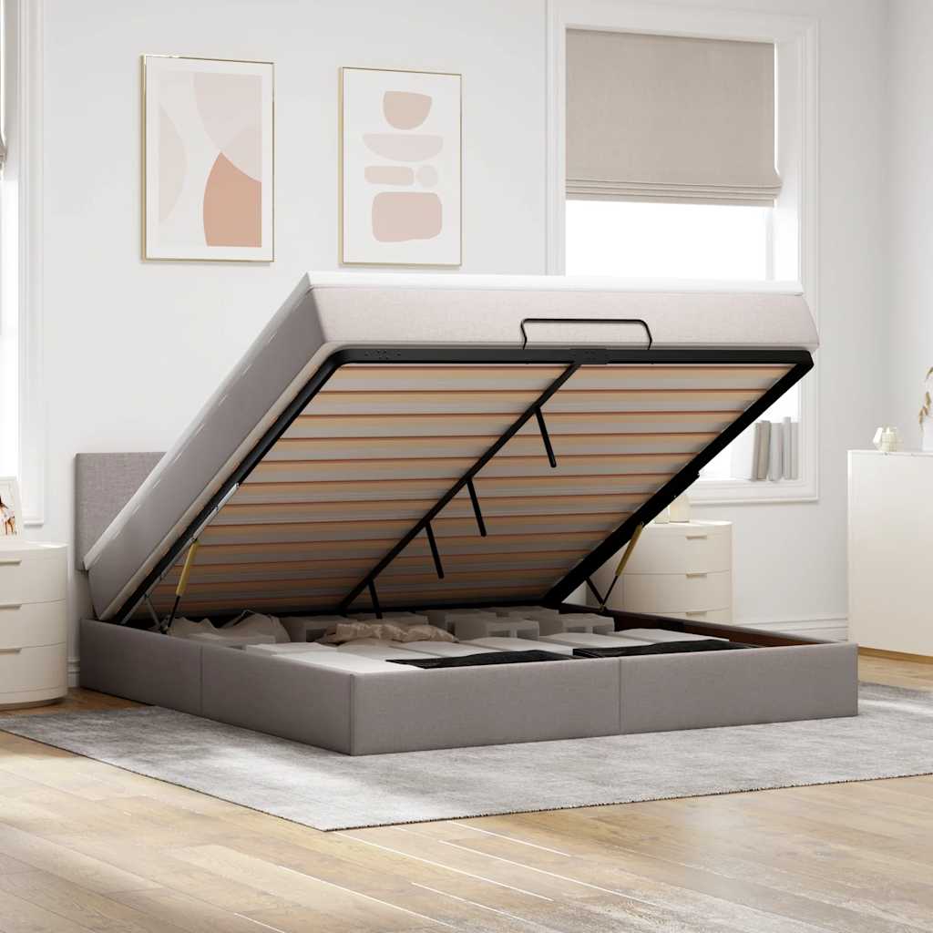 Ottoman-Bett Mit Matratze Stoff Taupe
