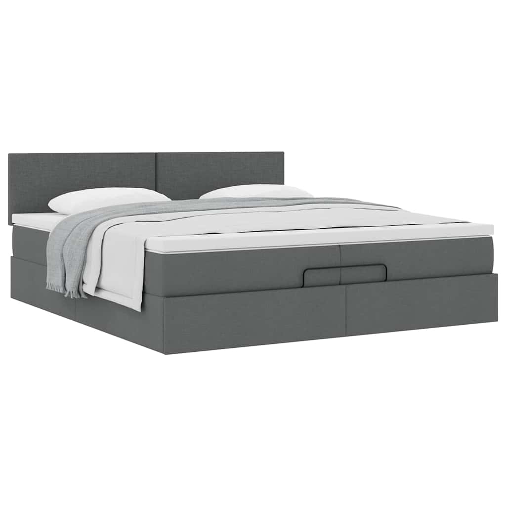 Ottoman-Bett Mit Matratze Stoff Dunkelgrau
