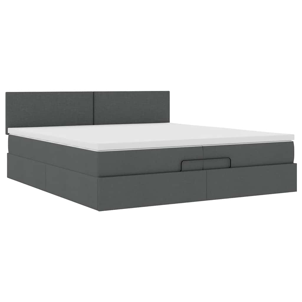 Ottoman-Bett Mit Matratze Stoff Dunkelgrau