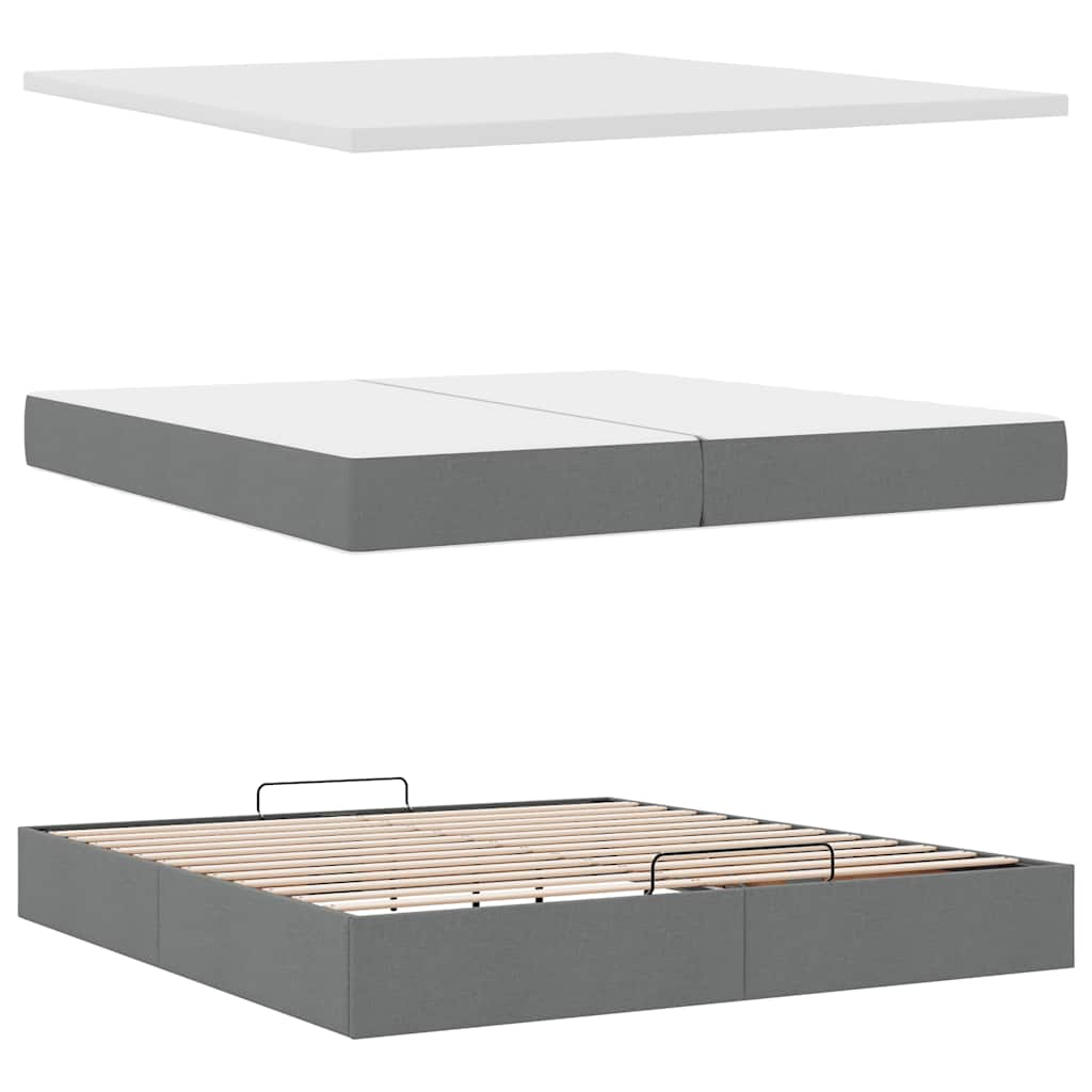 Ottoman-Bett Mit Matratze Stoff Dunkelgrau