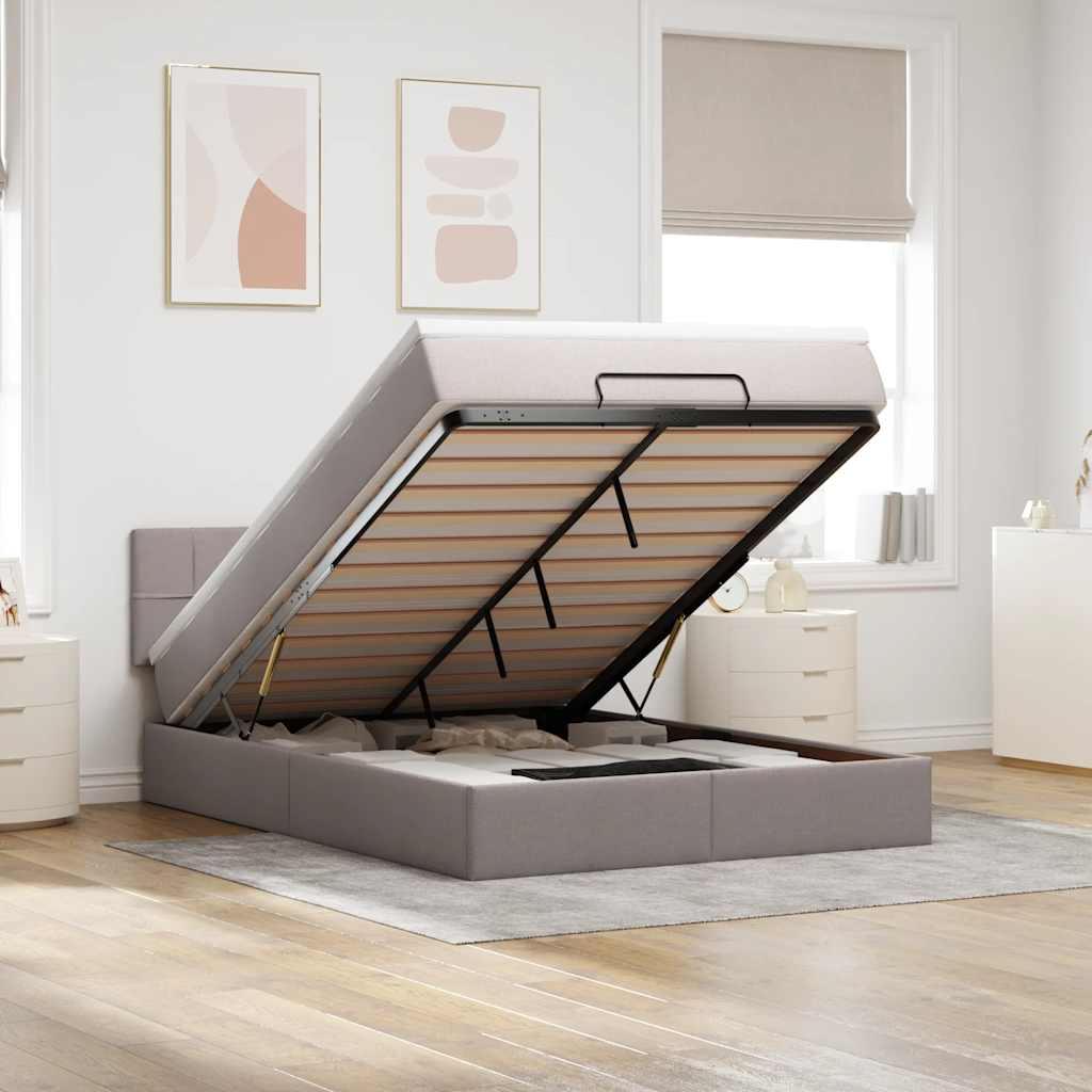 Ottoman-Bett Mit Matratze Stoff Taupe