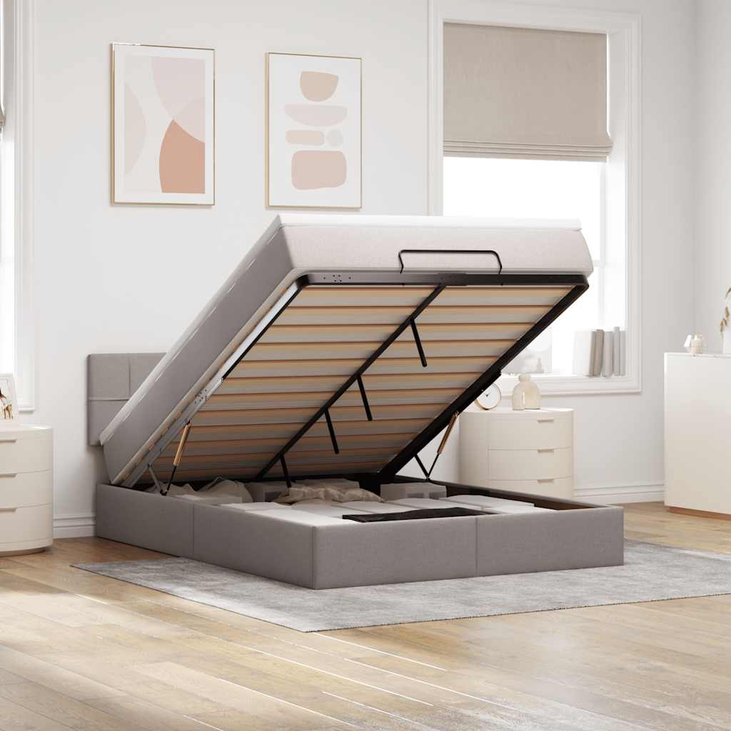 Ottoman-Bett Mit Matratze Stoff Taupe