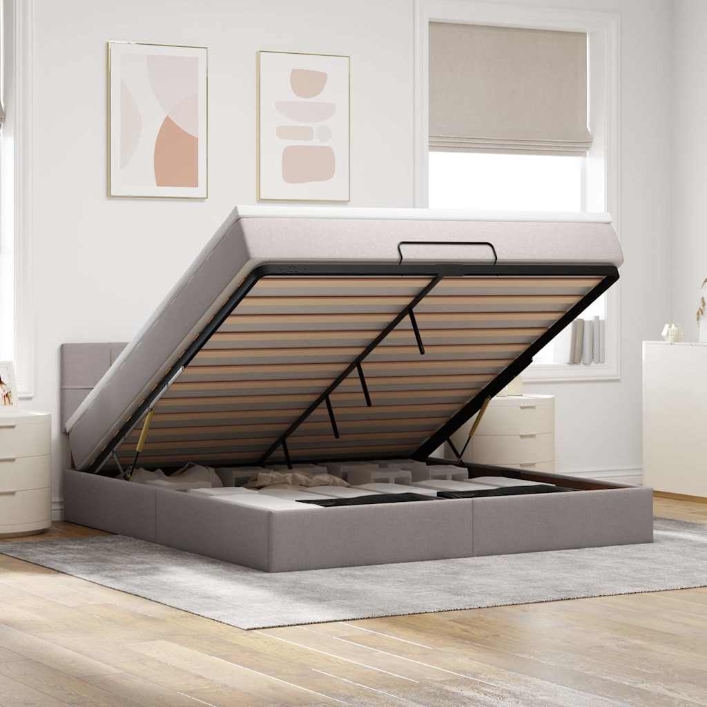Ottoman-Bett Mit Matratze Stoff Taupe