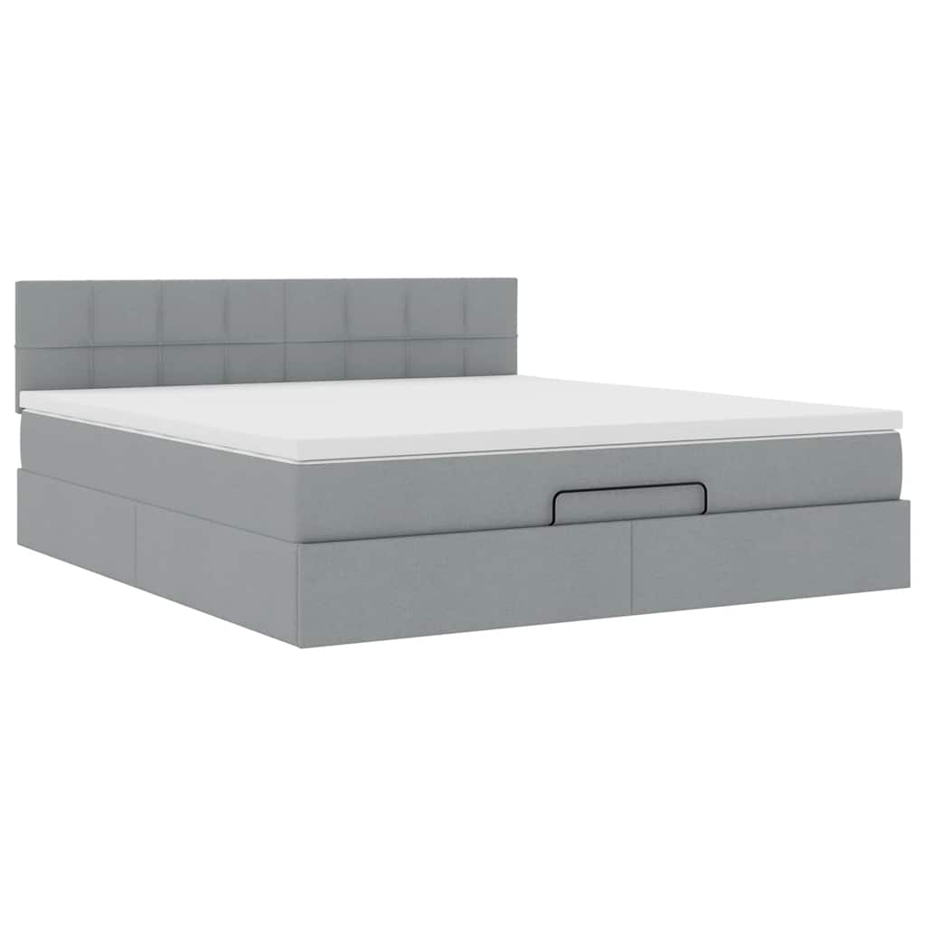 Ottoman-Bett Mit Matratze Stoff Hellgrau