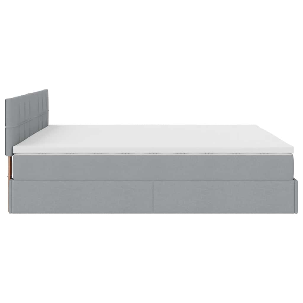 Ottoman-Bett Mit Matratze Stoff Hellgrau