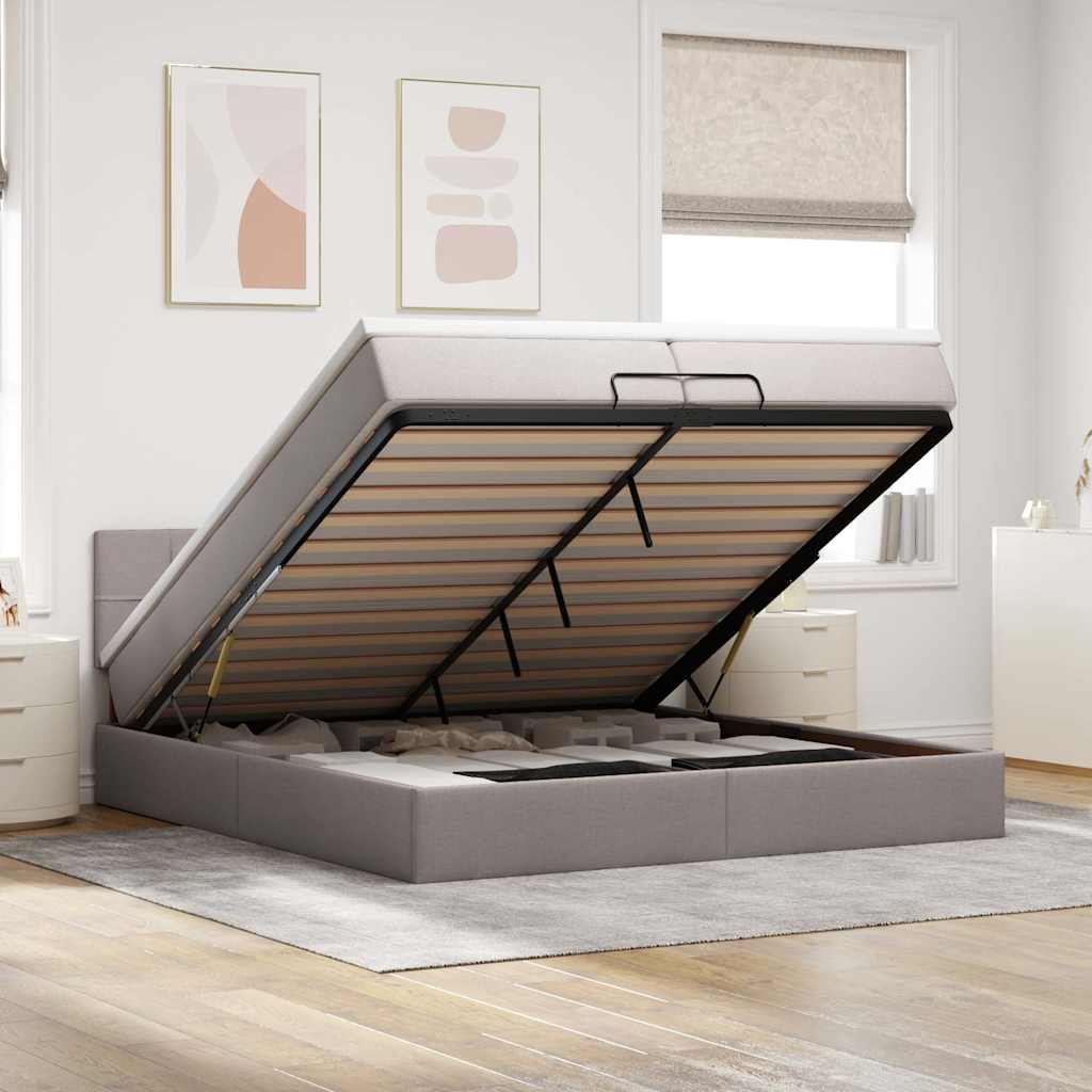 Ottoman-Bett Mit Matratze Stoff Taupe