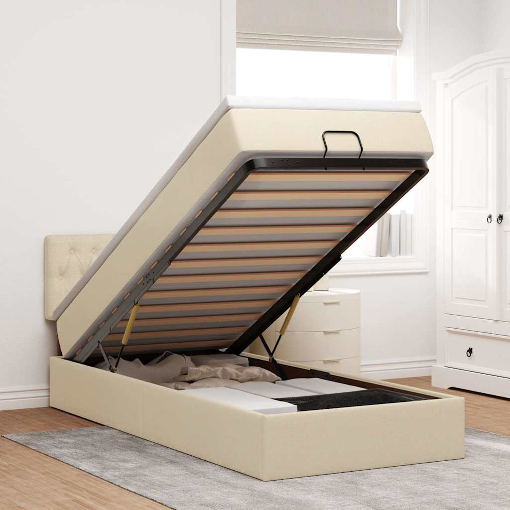 Ottoman-Bett Mit Matratze Stoff Creme