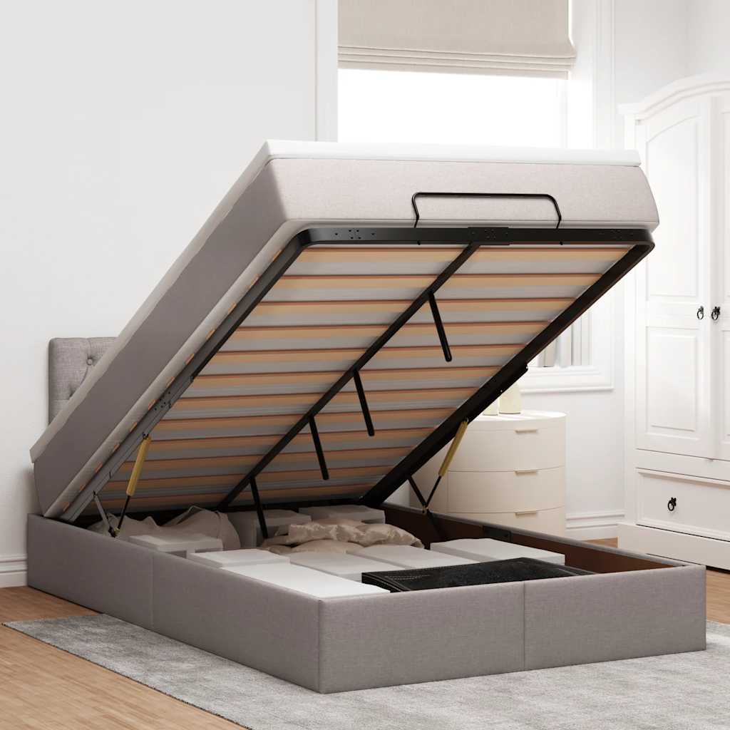 Ottoman-Bett Mit Matratze Stoff Taupe
