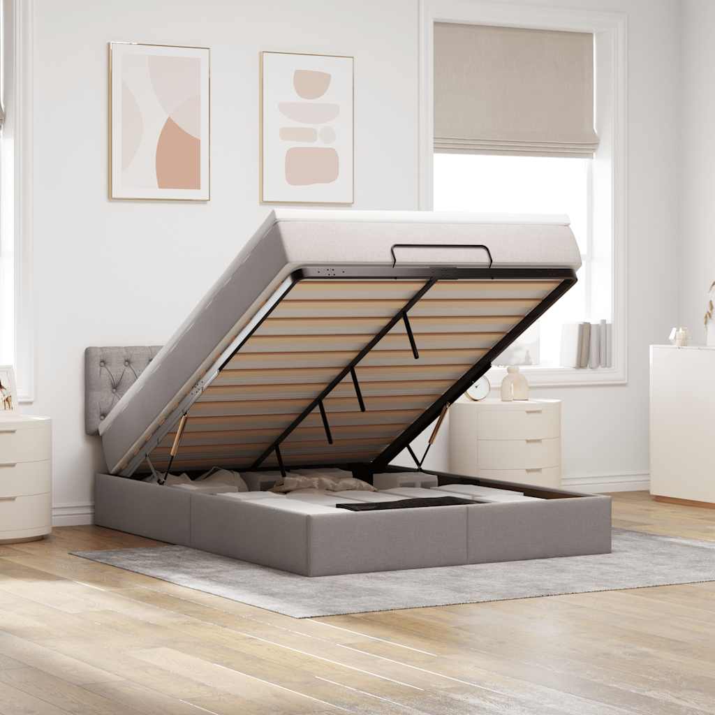 Ottoman-Bett Mit Matratze Stoff Taupe