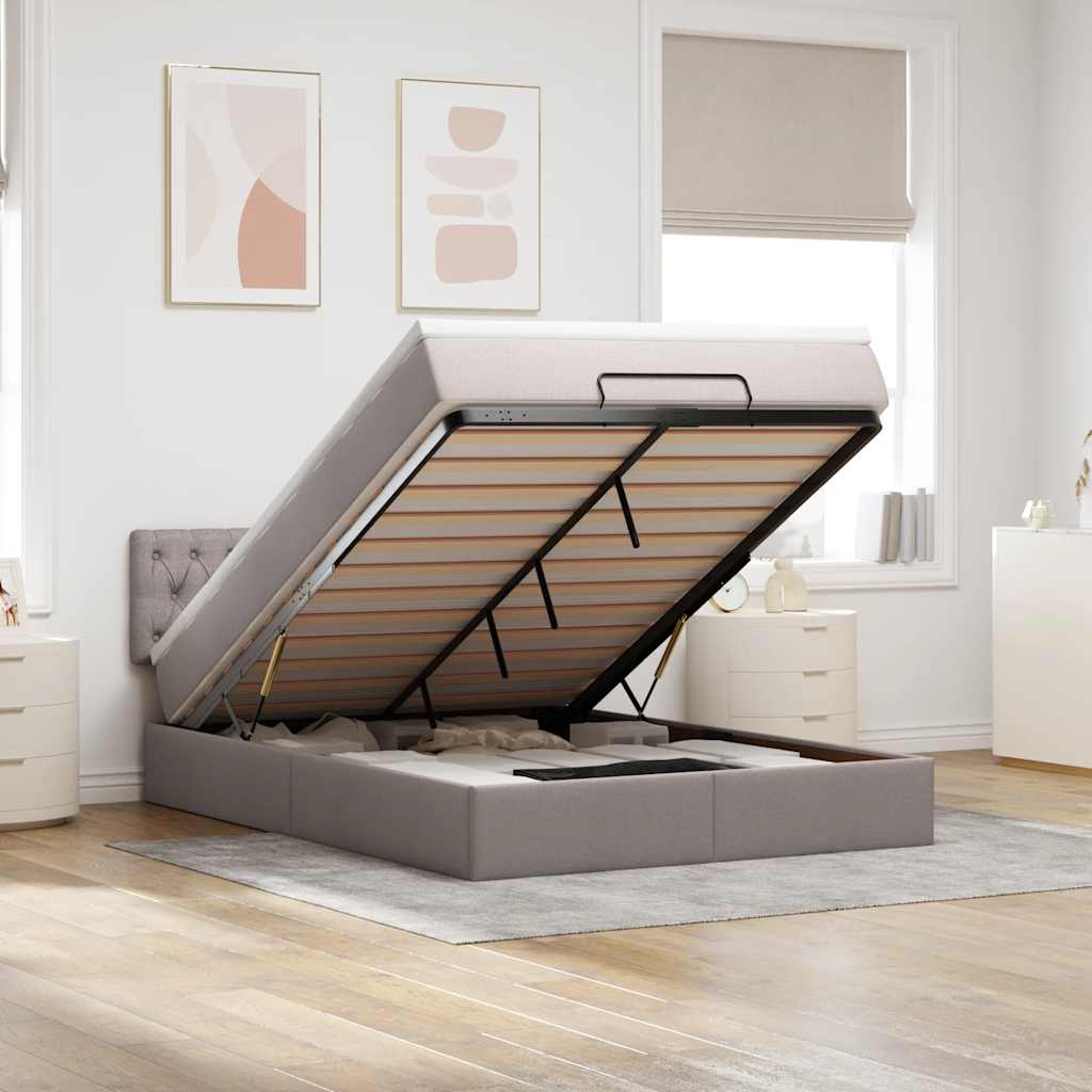 Ottoman-Bett Mit Matratze Stoff Taupe
