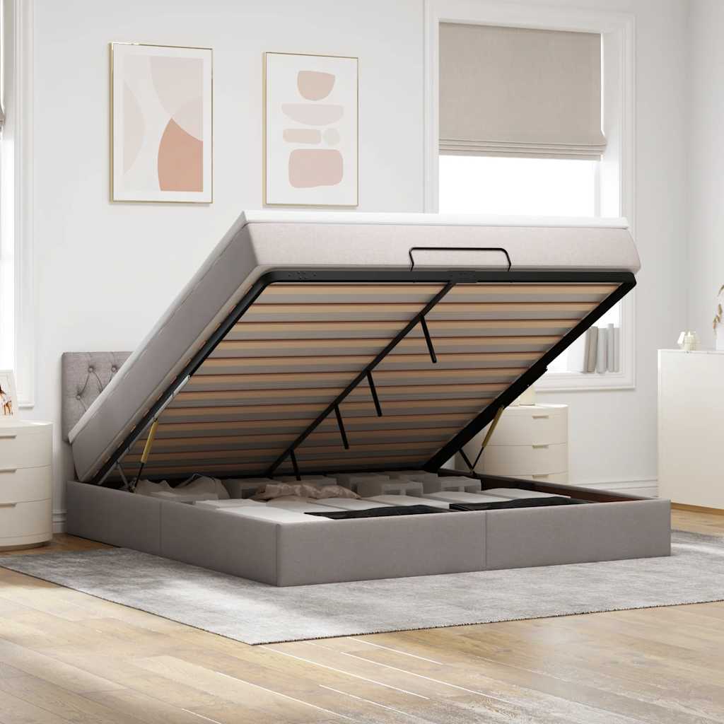 Ottoman-Bett Mit Matratze Stoff Taupe