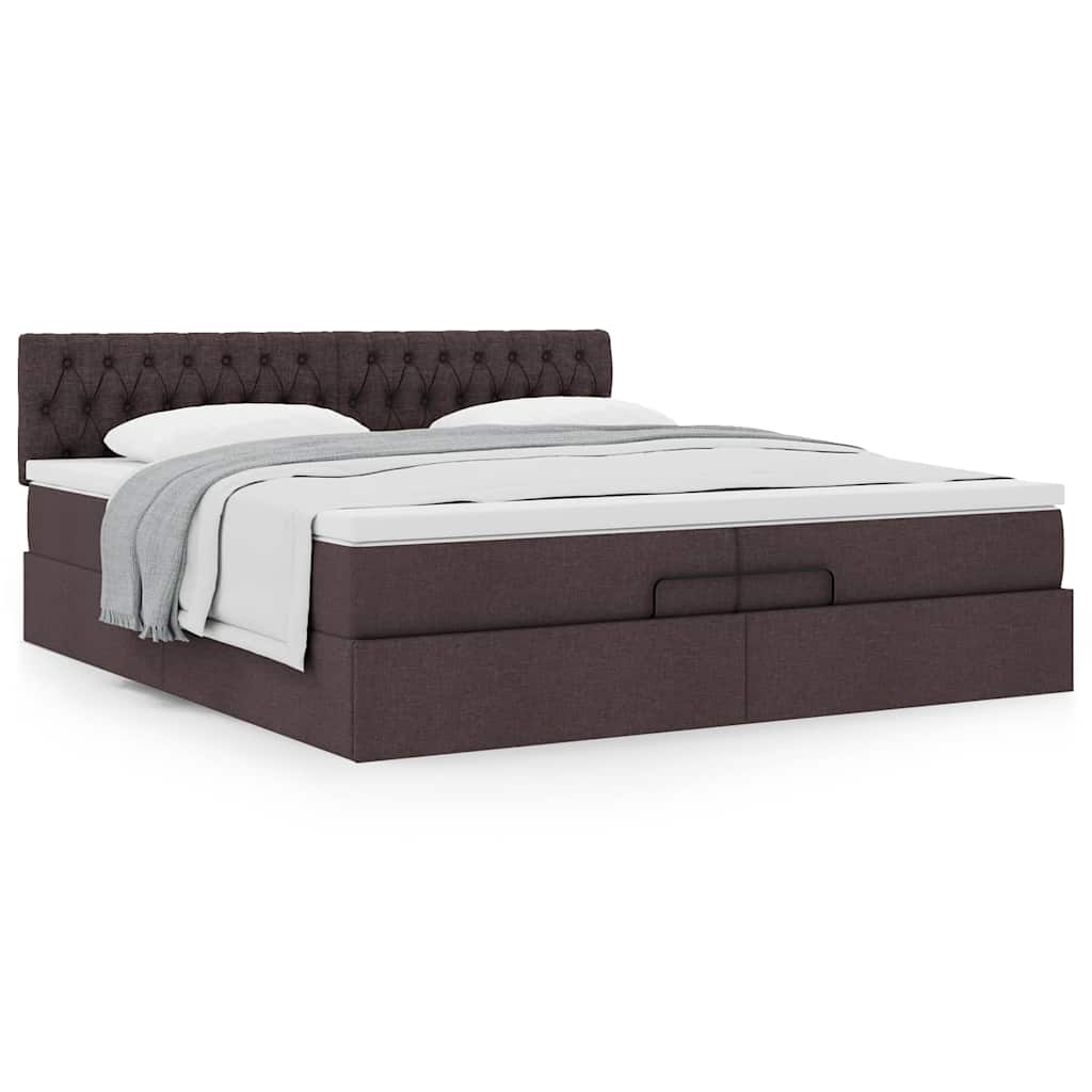 Ottoman-Bett Mit Matratze Stoff Dunkelbraun