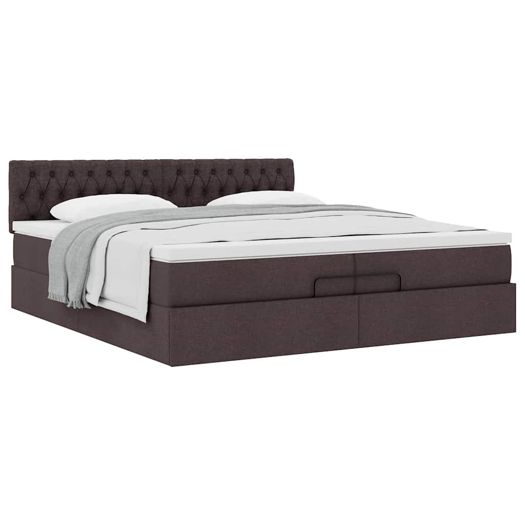 Ottoman-Bett Mit Matratze Stoff Dunkelbraun