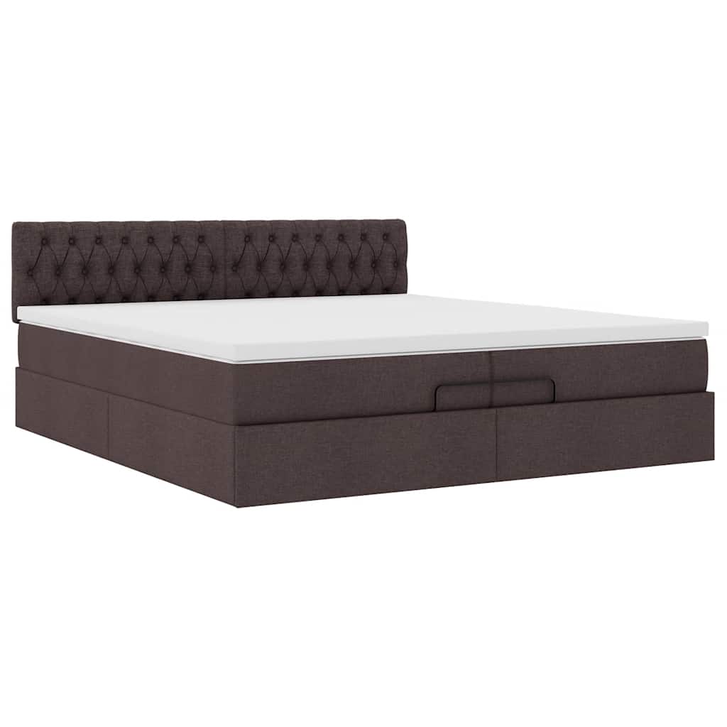 Ottoman-Bett Mit Matratze Stoff Dunkelbraun