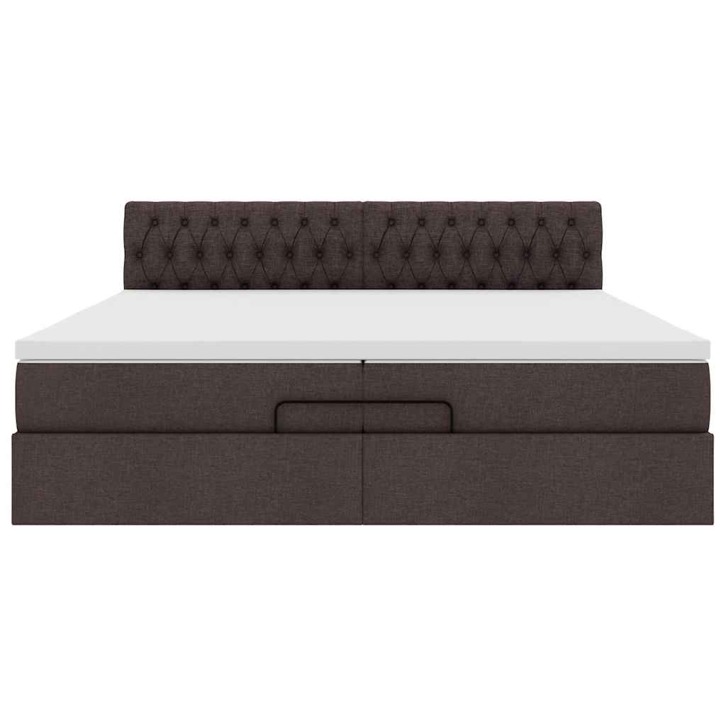 Ottoman-Bett Mit Matratze Stoff Dunkelbraun