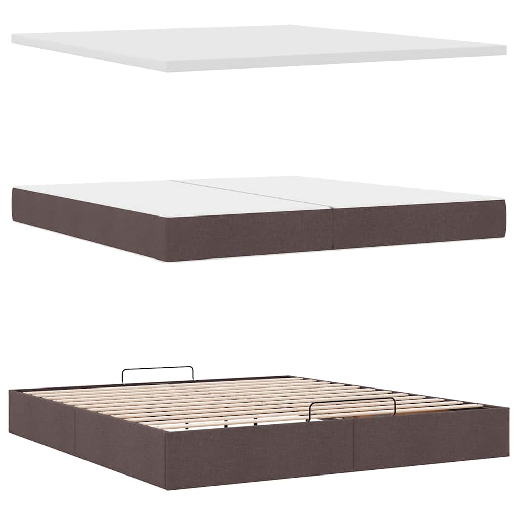 Ottoman-Bett Mit Matratze Stoff Dunkelbraun