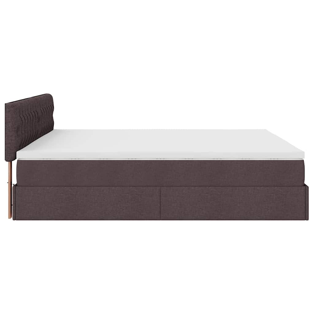 Ottoman-Bett Mit Matratze Stoff Dunkelbraun