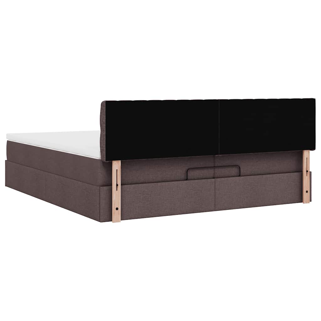 Ottoman-Bett Mit Matratze Stoff Dunkelbraun