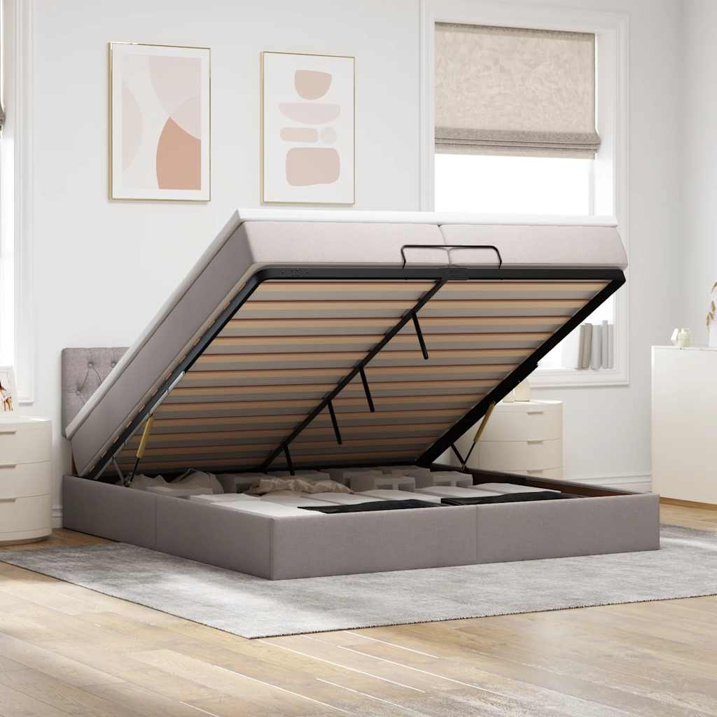Ottoman-Bett Mit Matratze Stoff Taupe