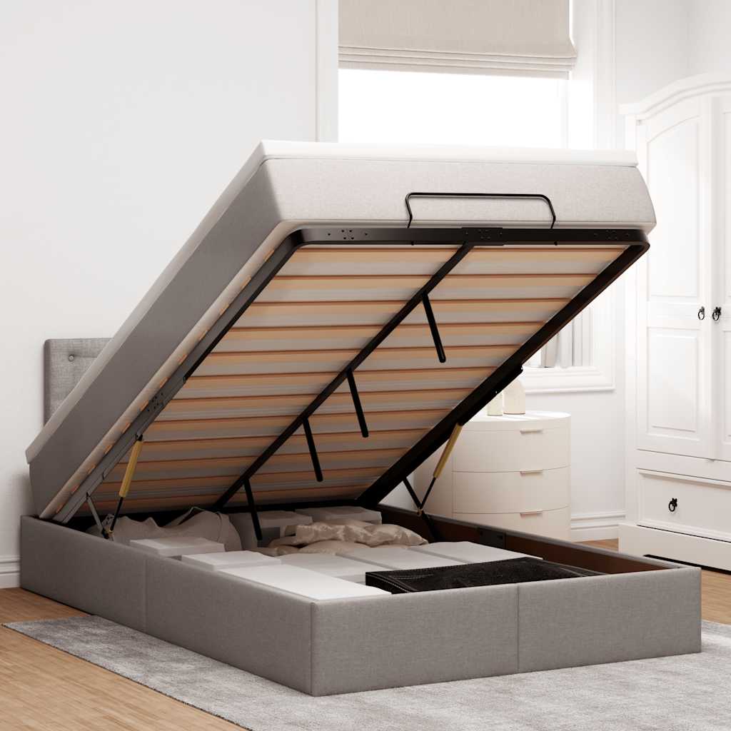 Ottoman-Bett Mit Matratze Stoff Taupe