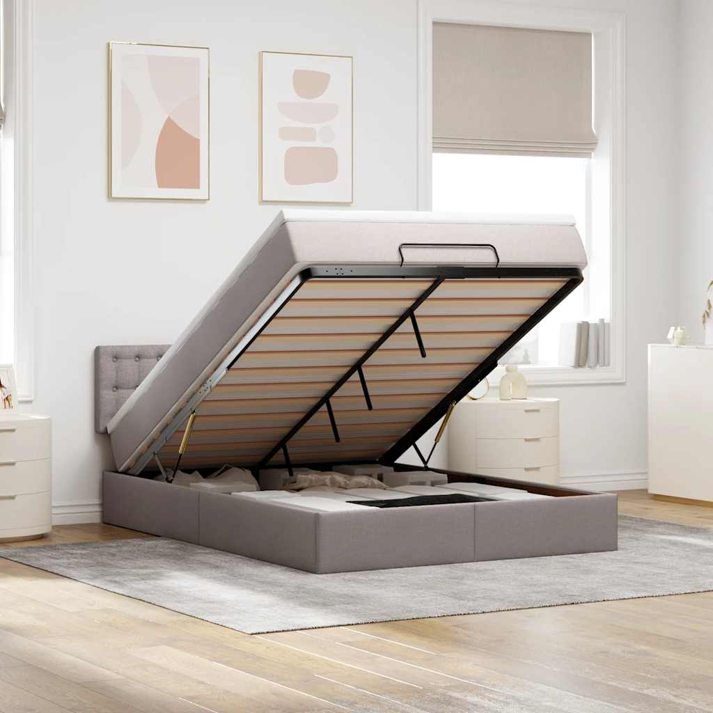 Ottoman-Bett Mit Matratze Stoff Taupe