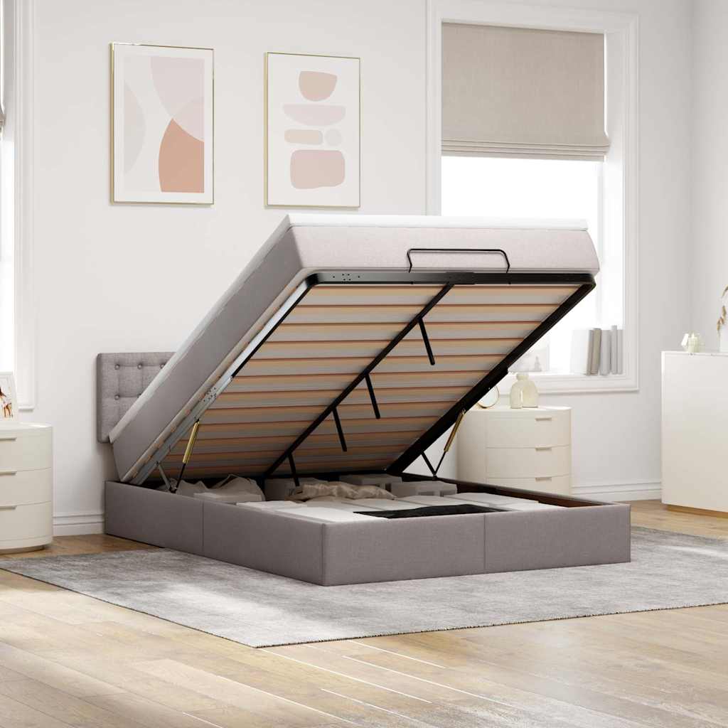 Ottoman-Bett Mit Matratze Stoff Taupe