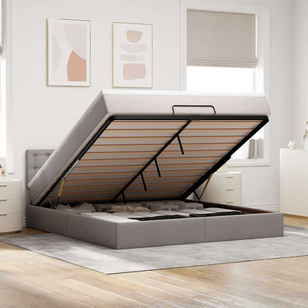 Ottoman-Bett Mit Matratze Stoff Taupe