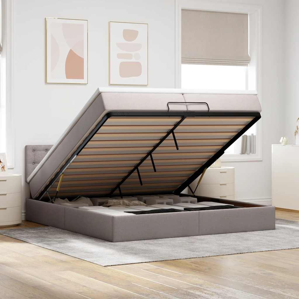 Ottoman-Bett Mit Matratze Stoff Taupe