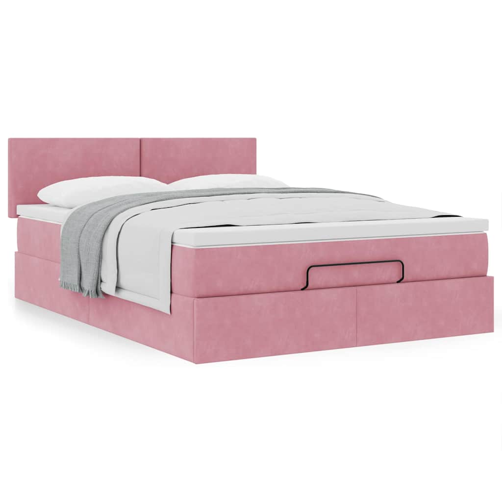 Ottoman-Bett Mit Matratze Samt Rosa