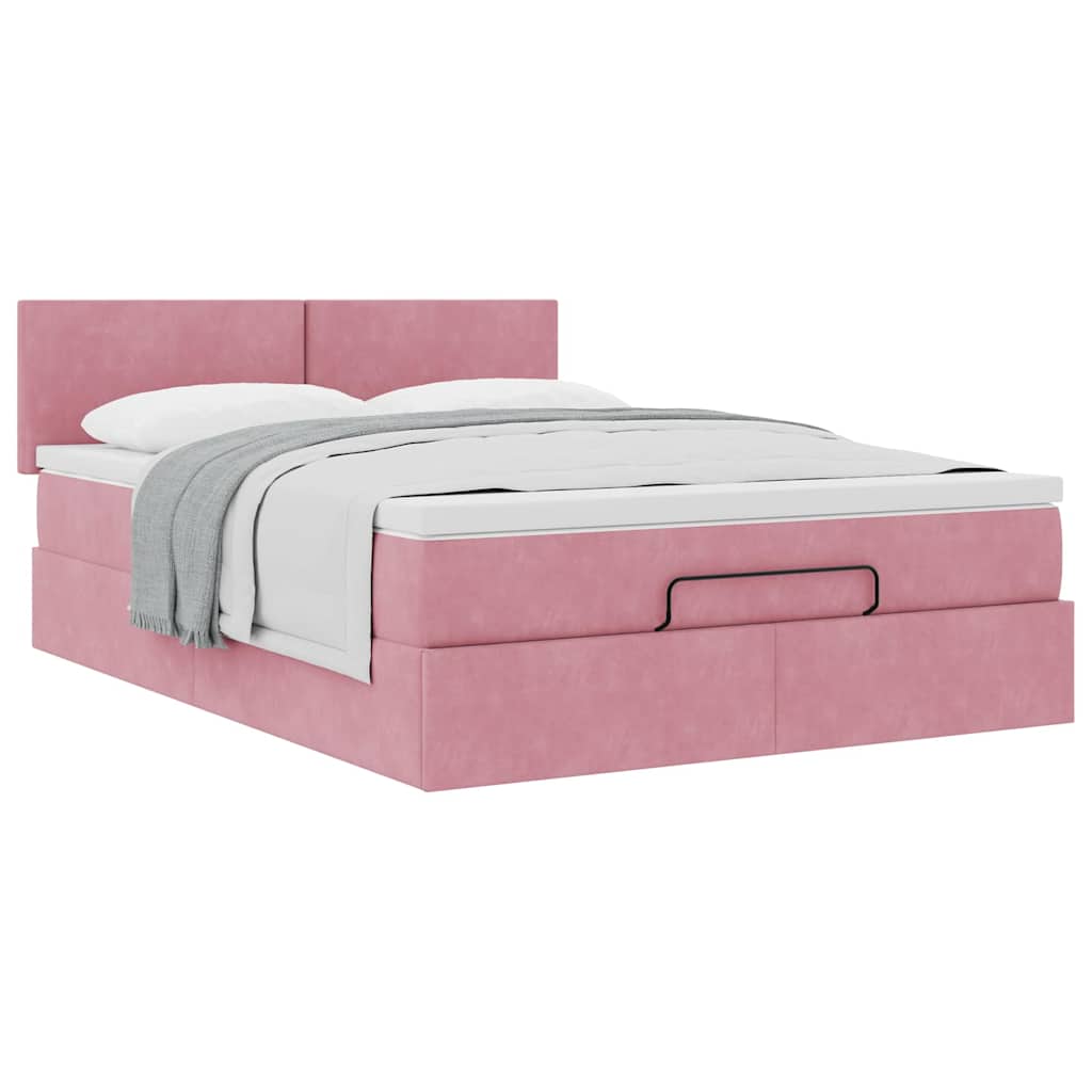 Ottoman-Bett Mit Matratze Samt Rosa