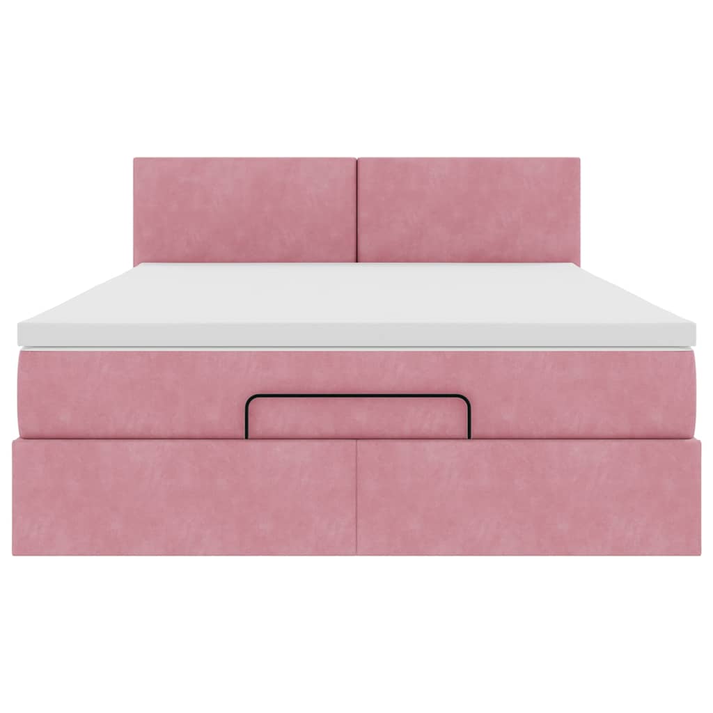 Ottoman-Bett Mit Matratze Samt Rosa