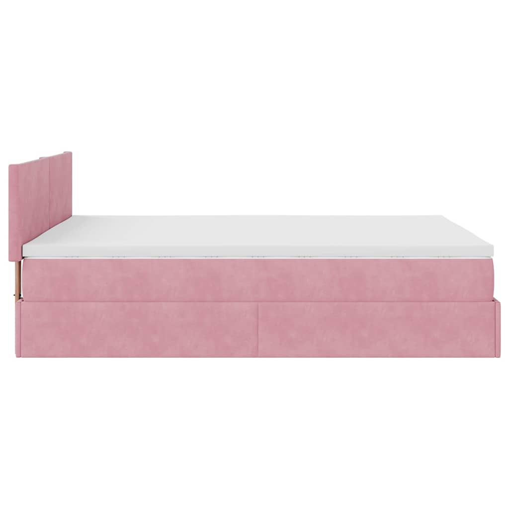 Ottoman-Bett Mit Matratze Samt Rosa